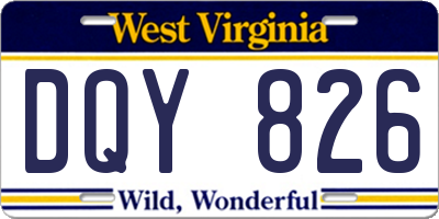 WV license plate DQY826
