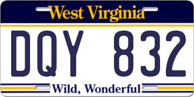 WV license plate DQY832
