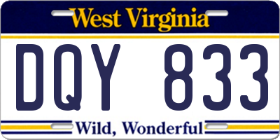 WV license plate DQY833