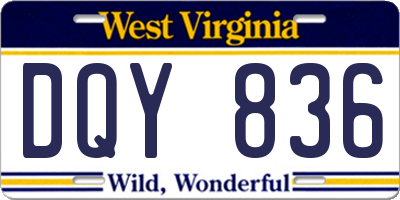 WV license plate DQY836