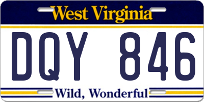 WV license plate DQY846
