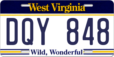 WV license plate DQY848