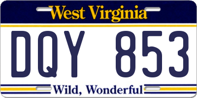 WV license plate DQY853