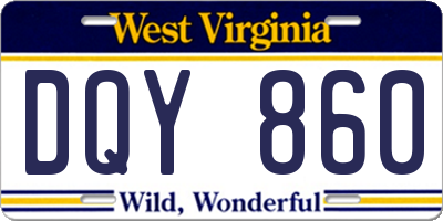 WV license plate DQY860
