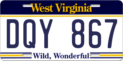 WV license plate DQY867