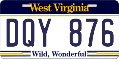 WV license plate DQY876