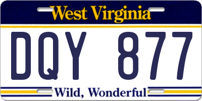 WV license plate DQY877
