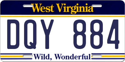 WV license plate DQY884