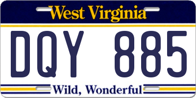 WV license plate DQY885