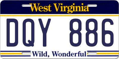 WV license plate DQY886