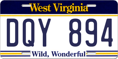 WV license plate DQY894