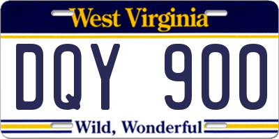 WV license plate DQY900