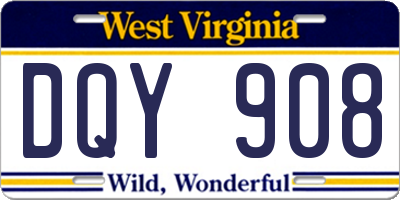 WV license plate DQY908