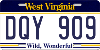 WV license plate DQY909