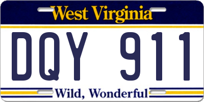 WV license plate DQY911
