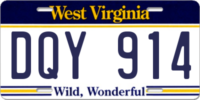 WV license plate DQY914