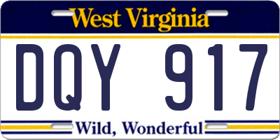 WV license plate DQY917