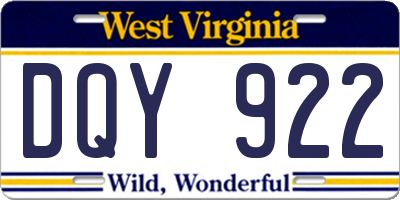 WV license plate DQY922