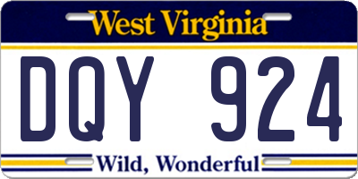WV license plate DQY924