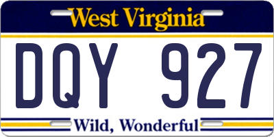 WV license plate DQY927