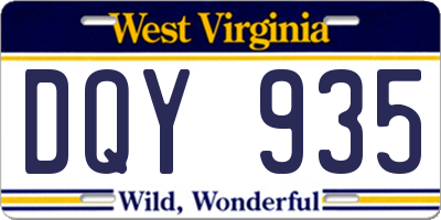 WV license plate DQY935