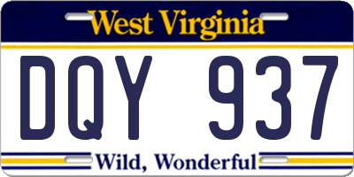 WV license plate DQY937
