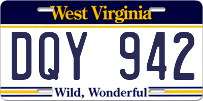 WV license plate DQY942