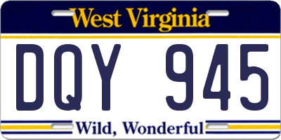 WV license plate DQY945