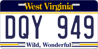 WV license plate DQY949