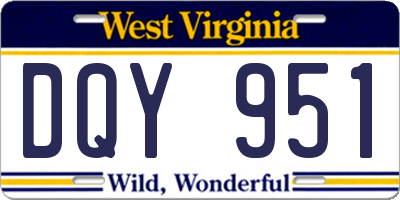 WV license plate DQY951