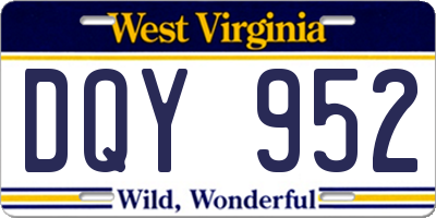 WV license plate DQY952