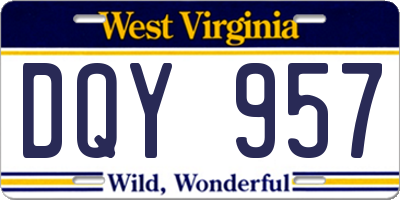 WV license plate DQY957