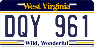 WV license plate DQY961