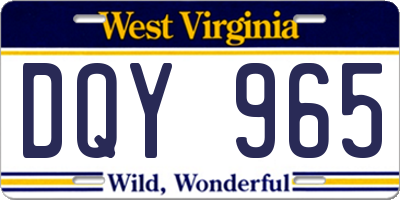 WV license plate DQY965