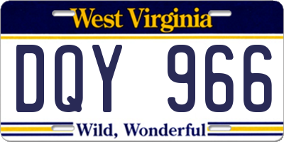 WV license plate DQY966