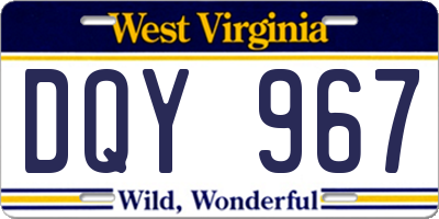 WV license plate DQY967