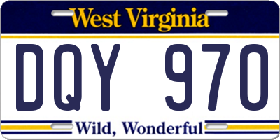 WV license plate DQY970