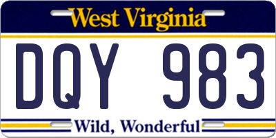 WV license plate DQY983