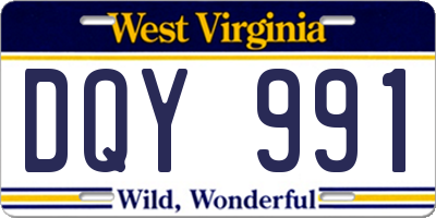 WV license plate DQY991