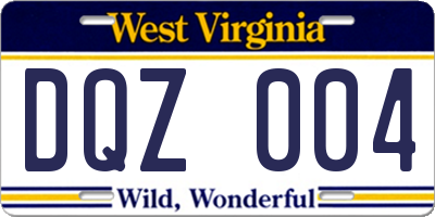 WV license plate DQZ004
