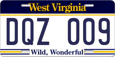 WV license plate DQZ009