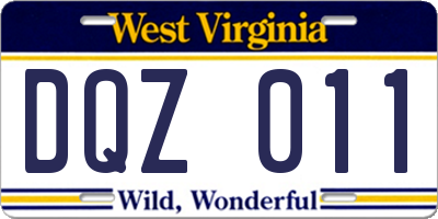 WV license plate DQZ011
