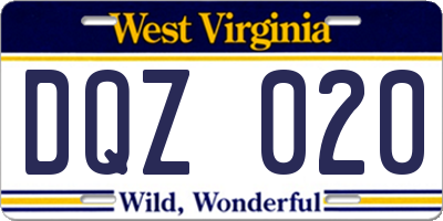 WV license plate DQZ020