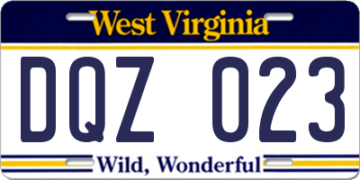 WV license plate DQZ023