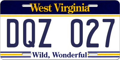 WV license plate DQZ027