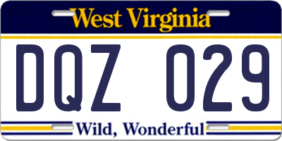 WV license plate DQZ029