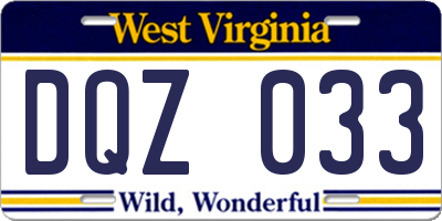 WV license plate DQZ033