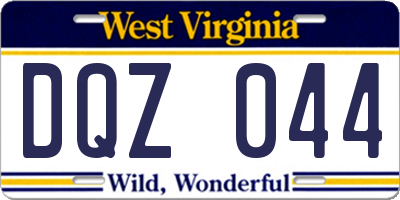 WV license plate DQZ044