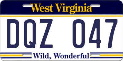 WV license plate DQZ047
