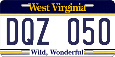 WV license plate DQZ050